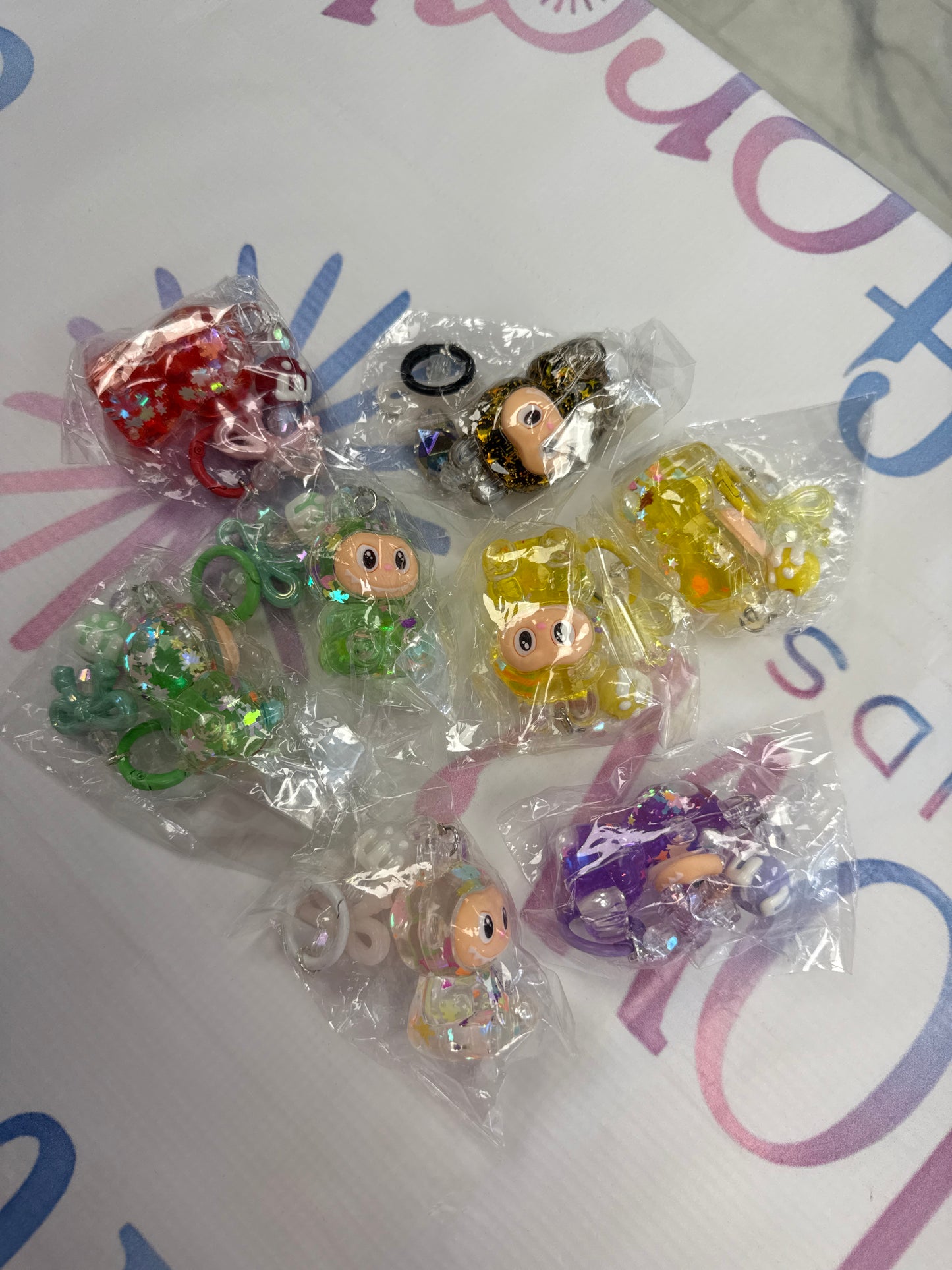 Liquid glitter lafufu keychain
