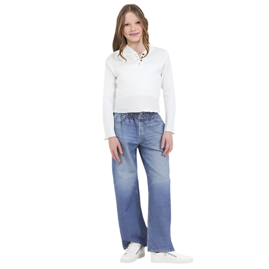 Faux denim elastic pant