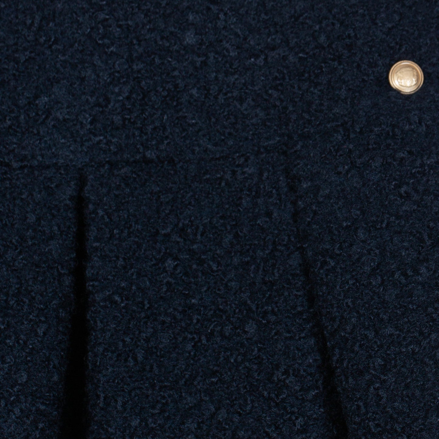 Navy Bouclé Pleated Skirt