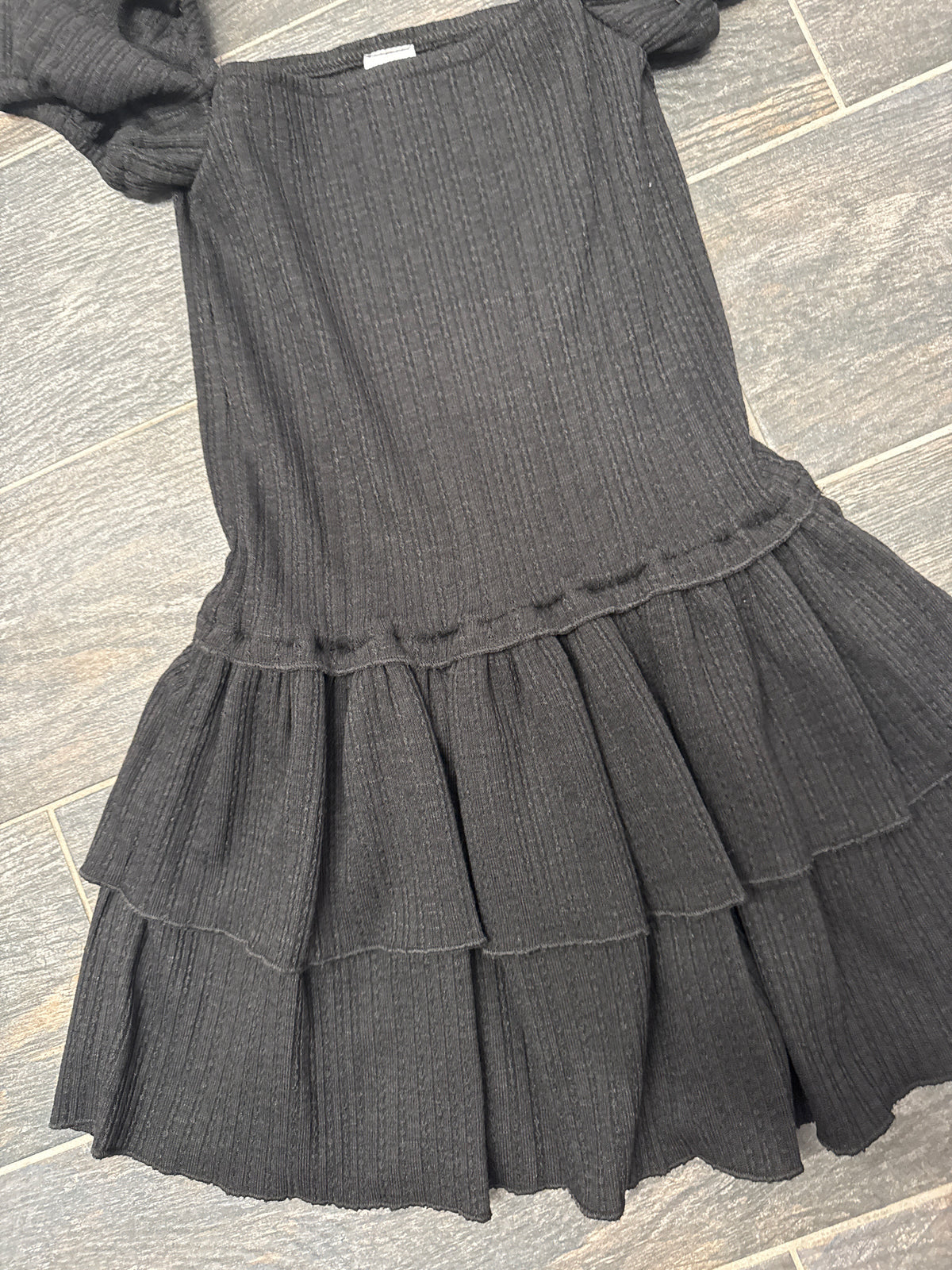 Theme Girls’ Quinn Black Ribbed Dress
