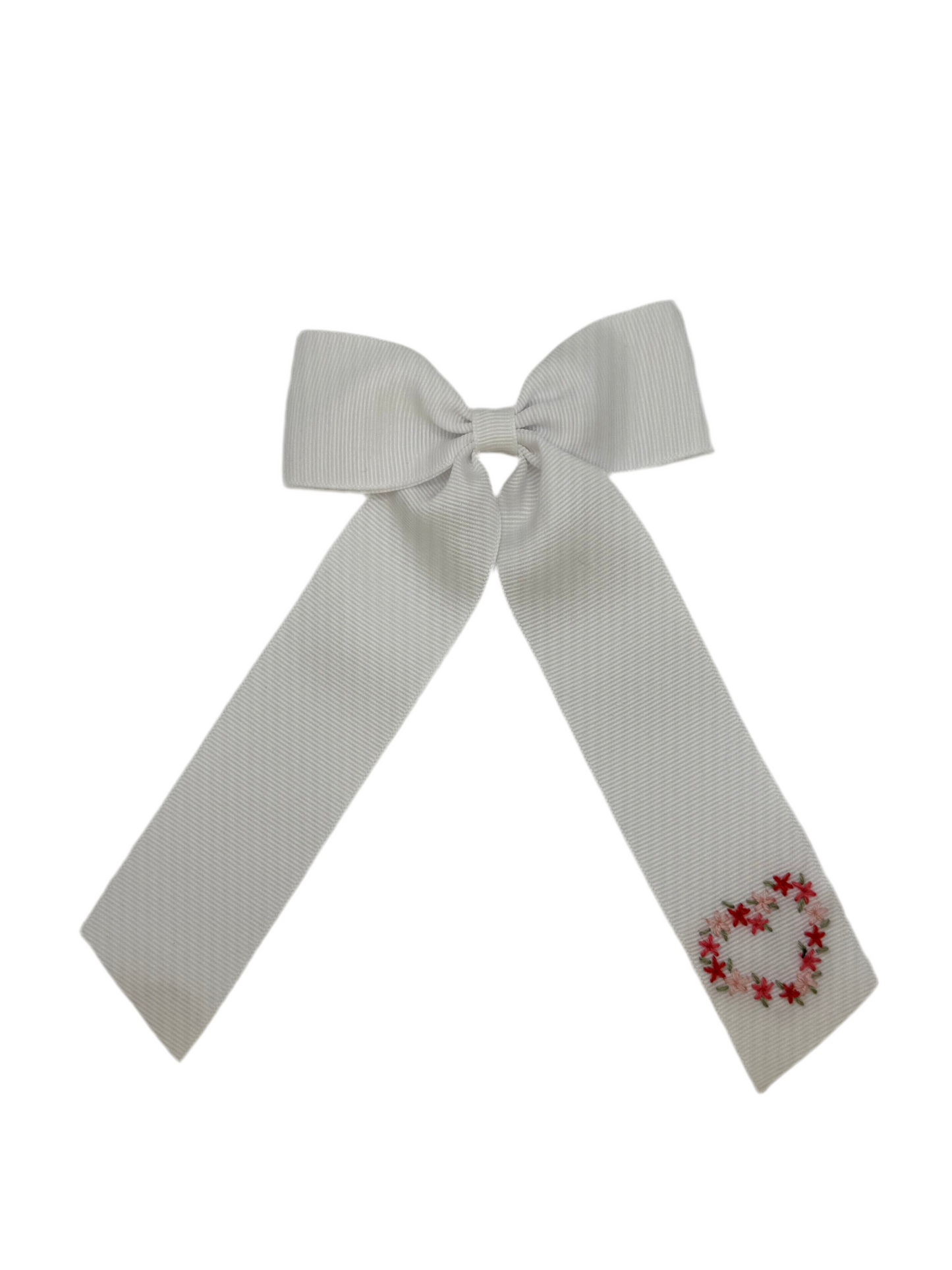 Floral Heart Ribbon Bow Clip