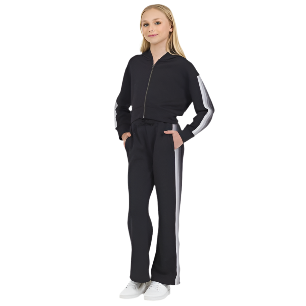 Stripe cloud fleece zip up set