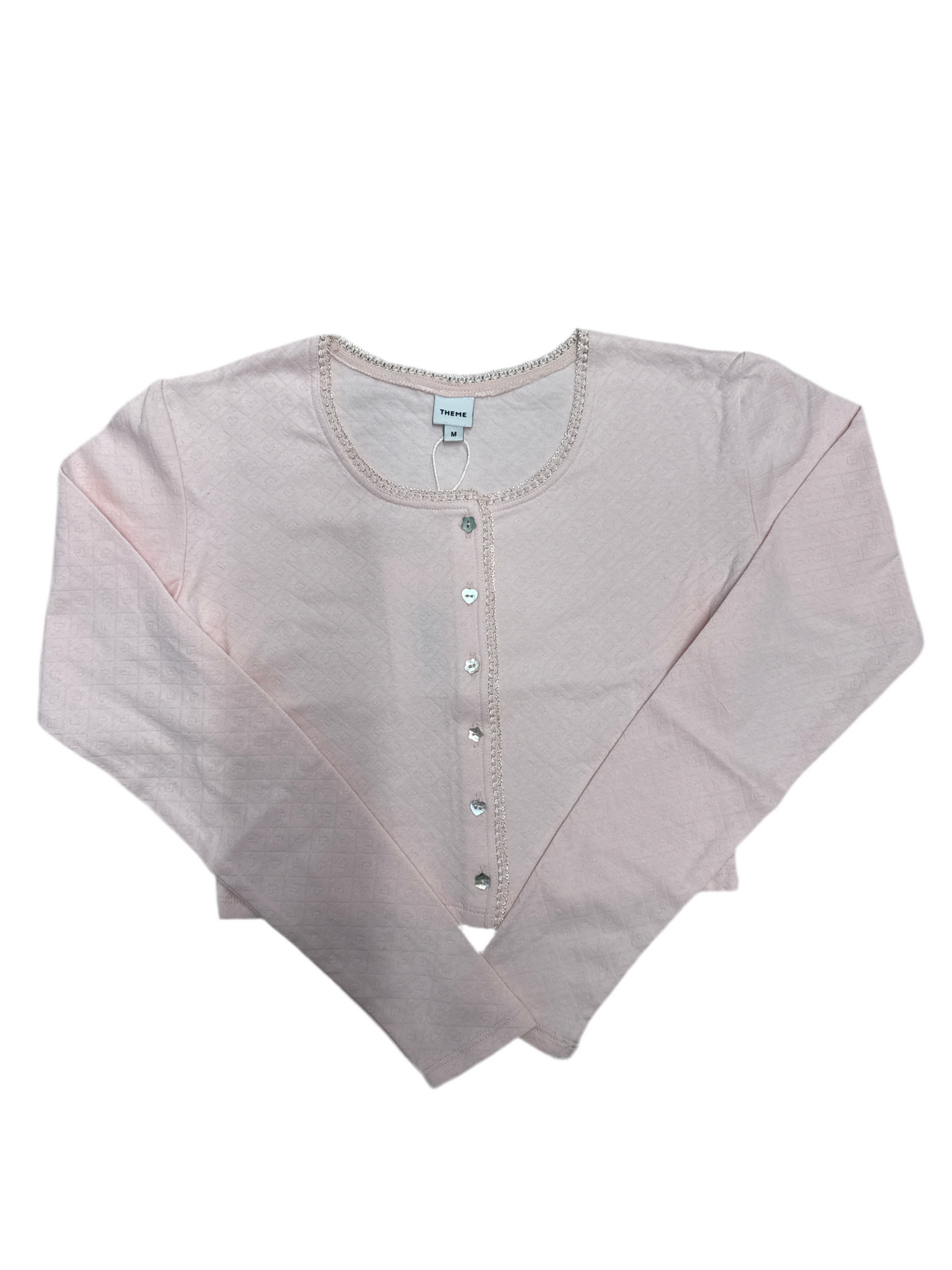 Shana pink quilted heart cardigan