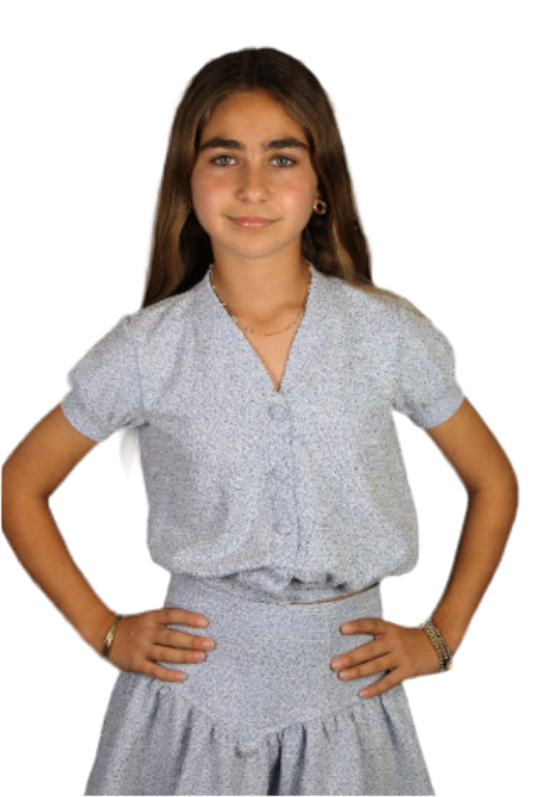 Tweed short sleeve ruffle skirt