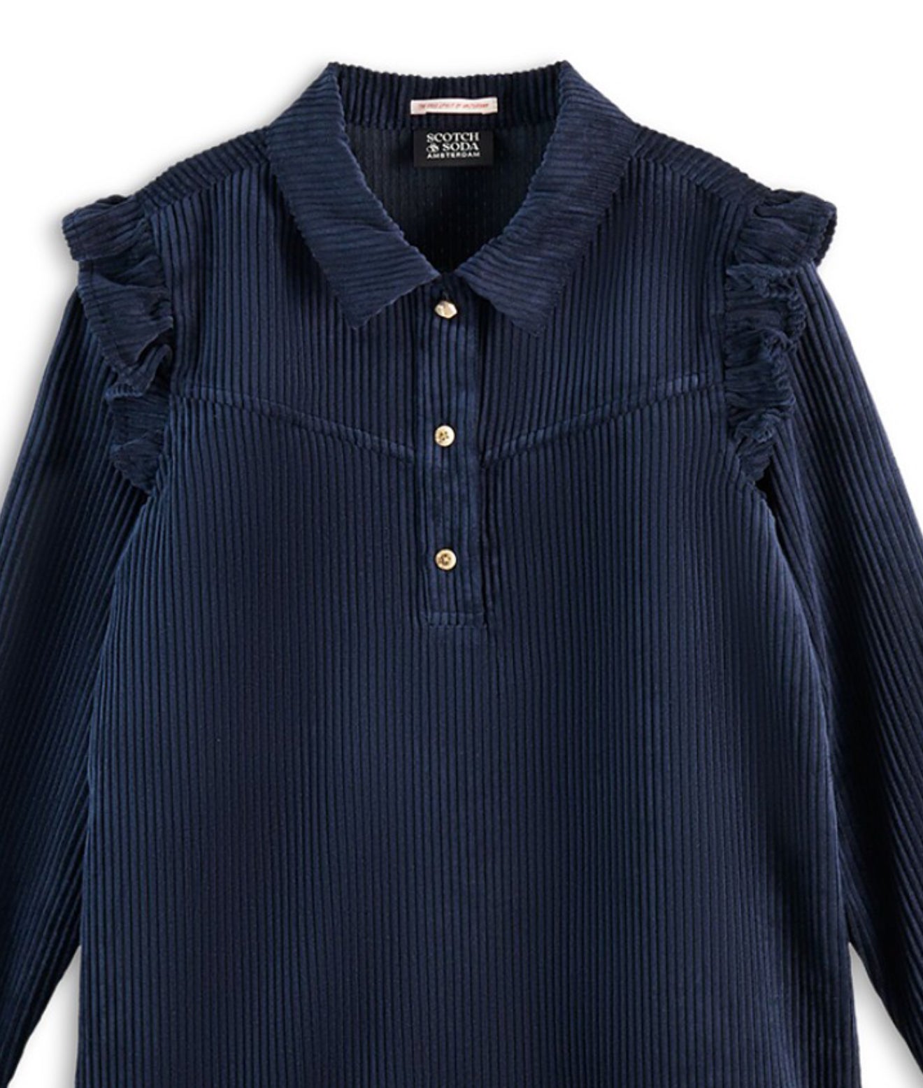 Ruffled Navy Corduroy Dress