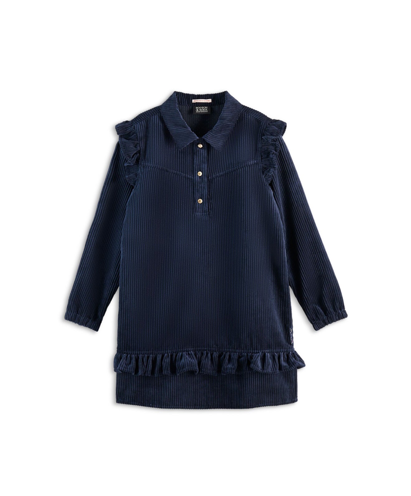 Ruffled Navy Corduroy Dress