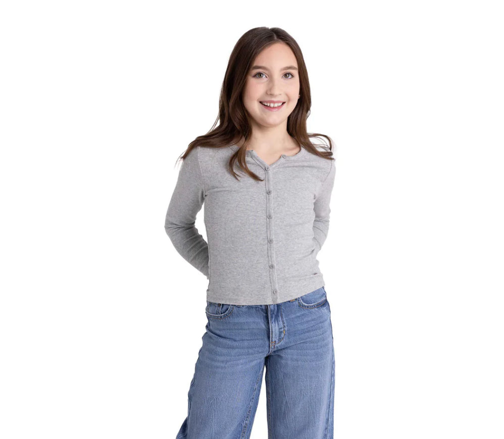 Faux button long sleeve