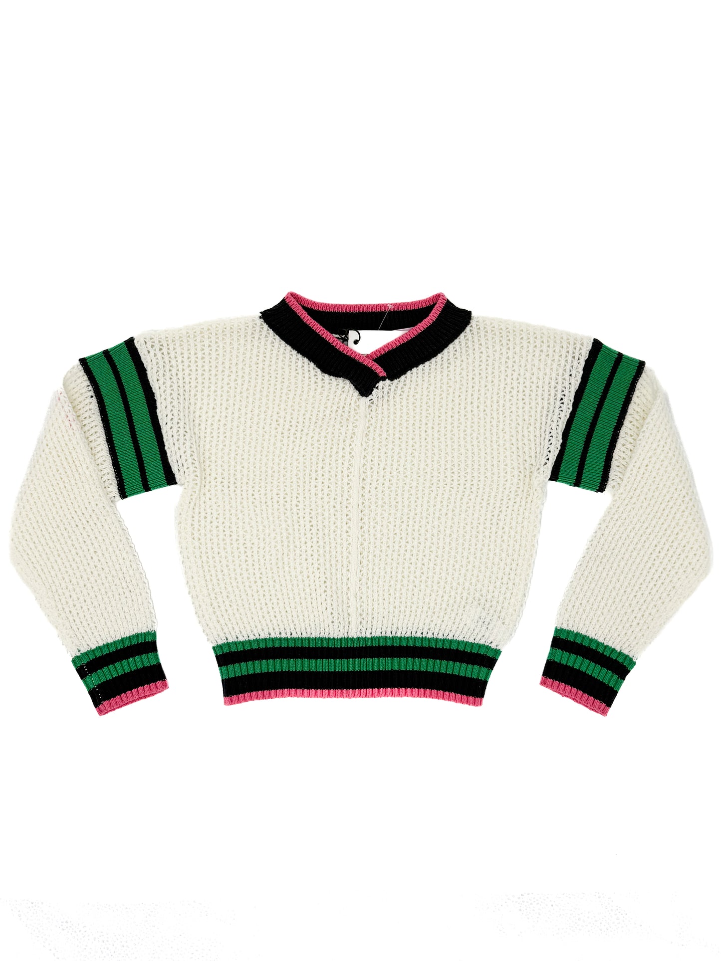 Varsity Stripe Mesh Sweater