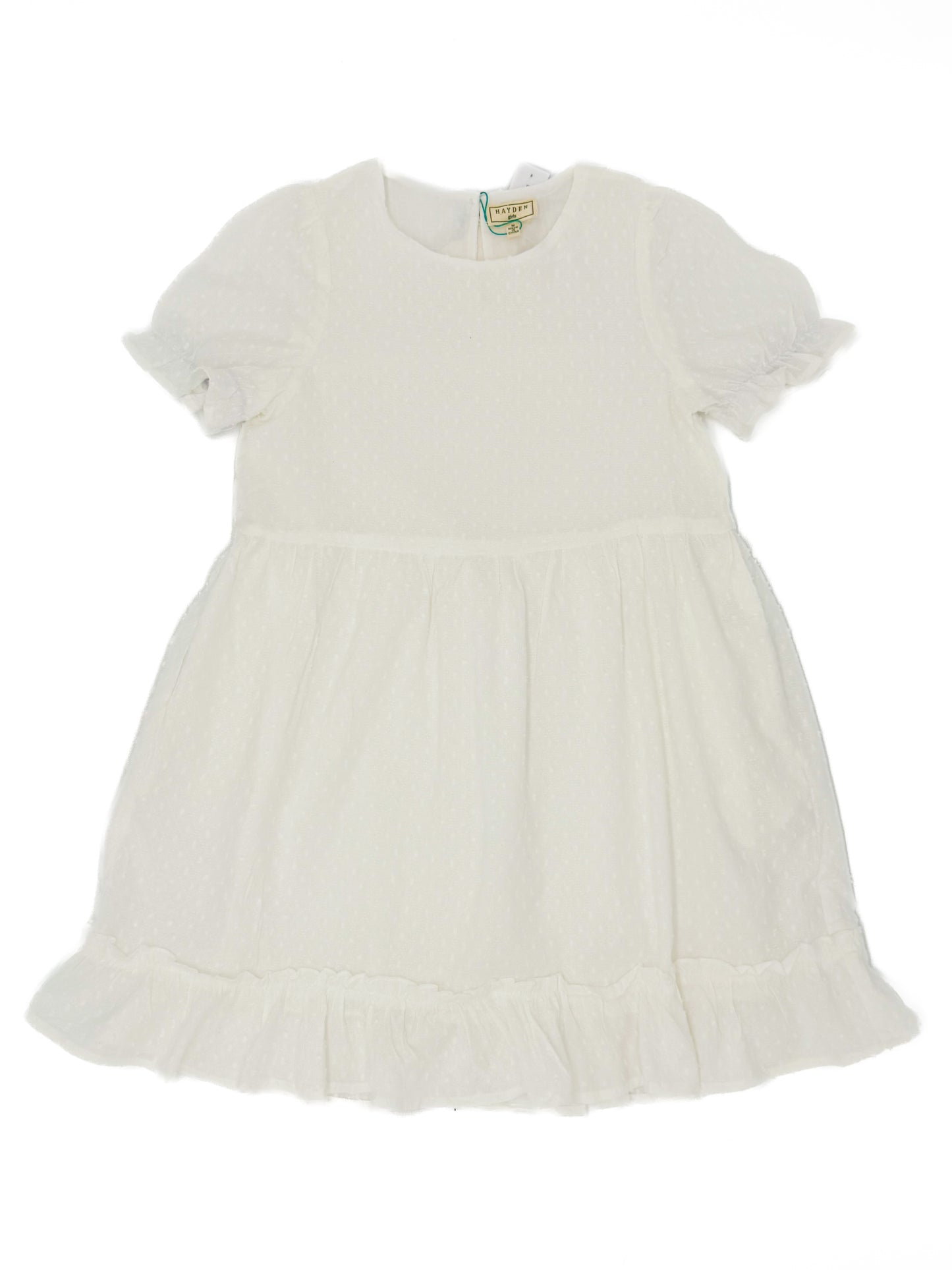 Ruffle Tiered Cinch Sleeve Swiss Dot Dress