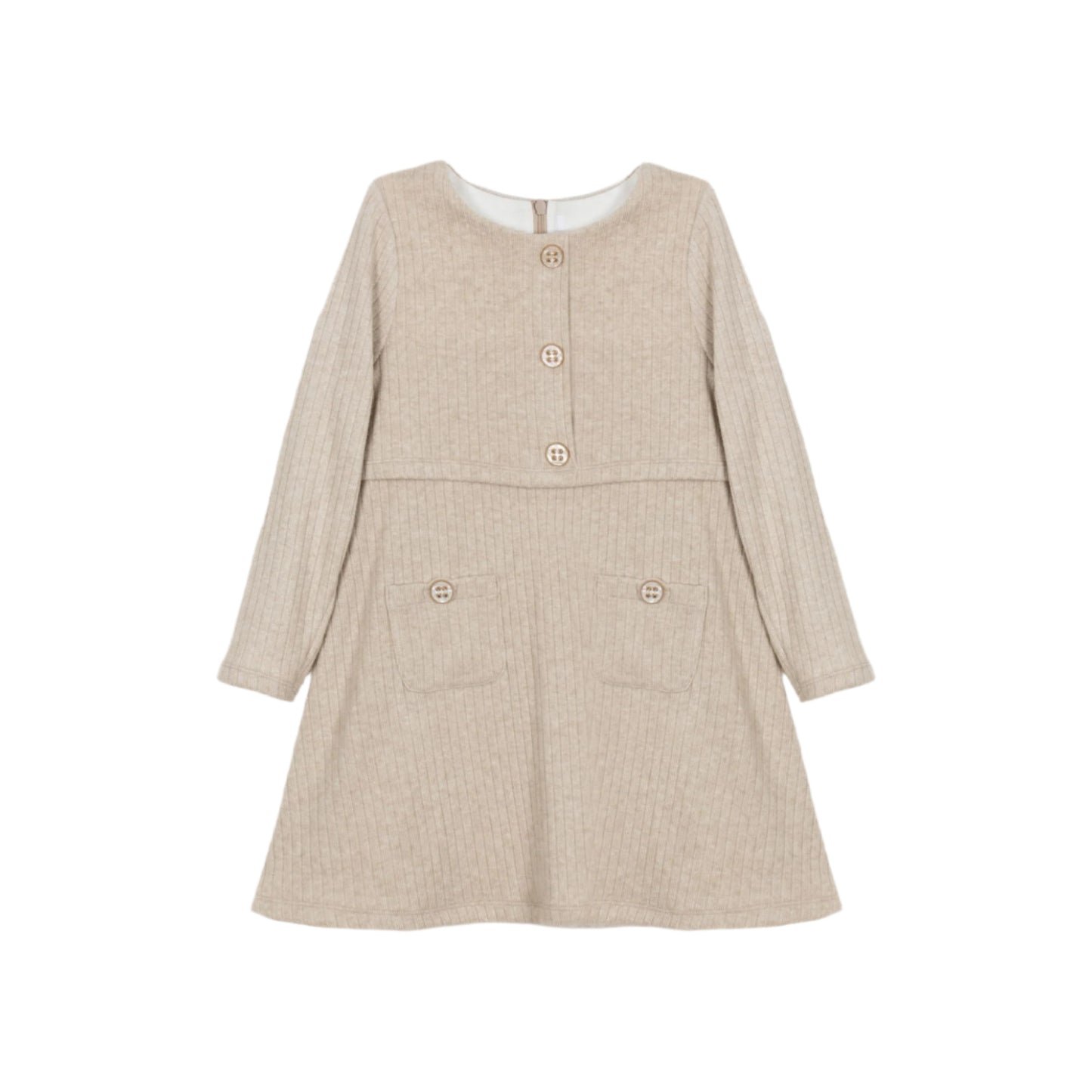 Ribbed Knit Button-Front Dress