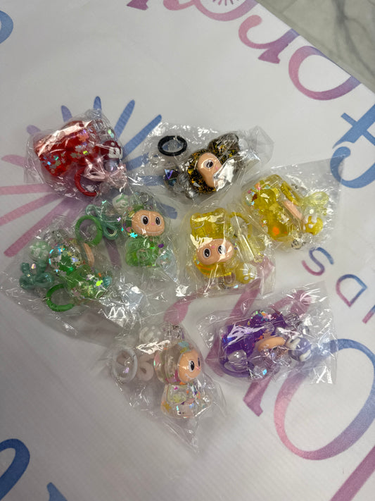 Liquid glitter lafufu keychain