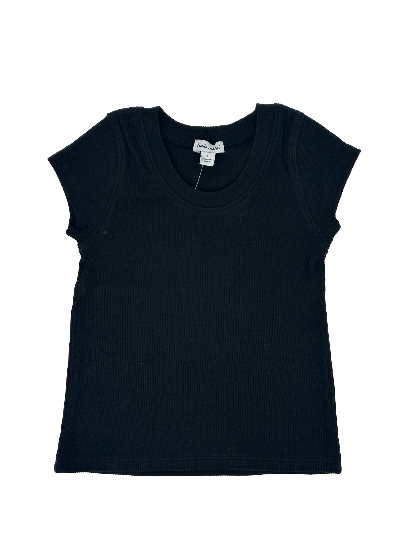 Ribbed cap sleeve shirt