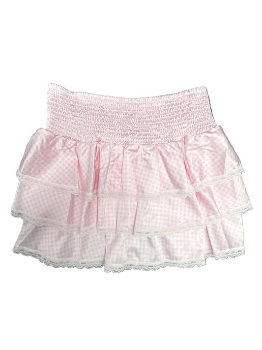 Gemma Skirt Pink Gingham Satin