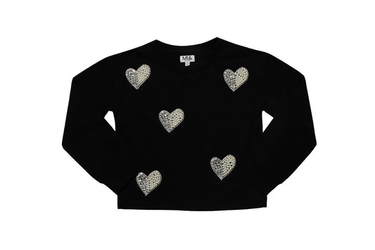 Pearl Heart Sweatshirt Black