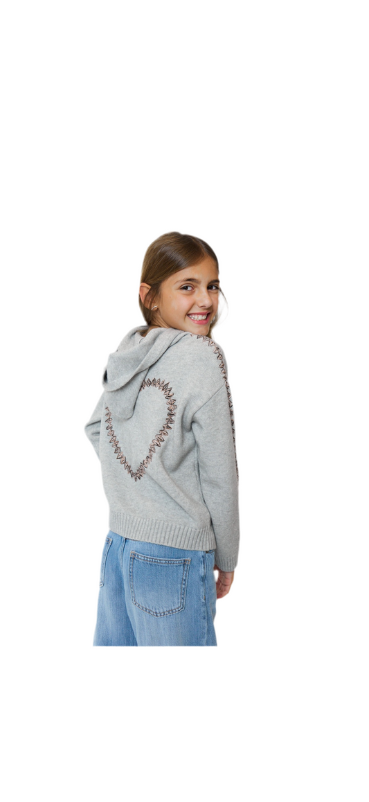Heather Grey Sweater Heart detail