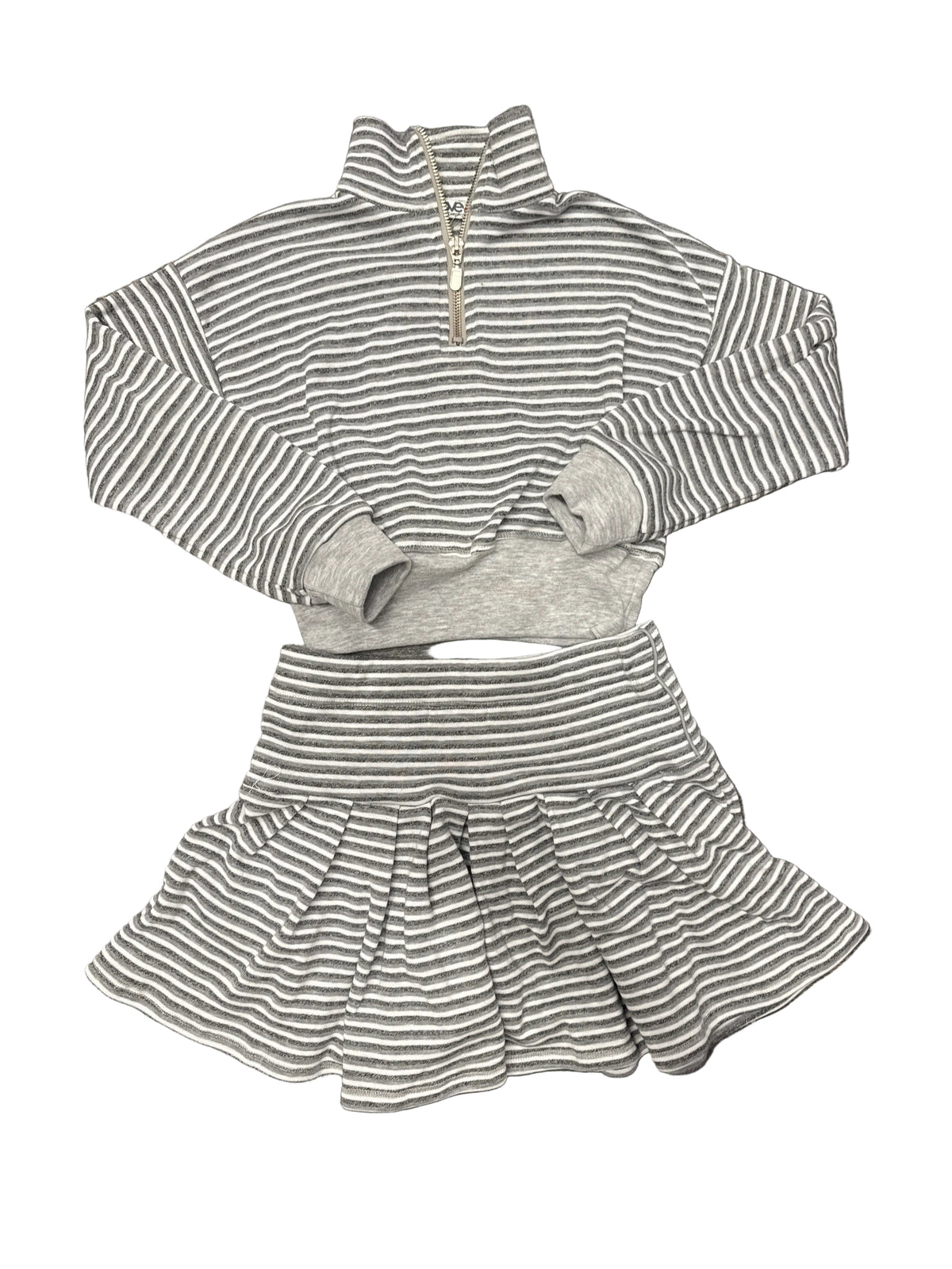 1/4 Zip and Pleated Skirt Grey Set