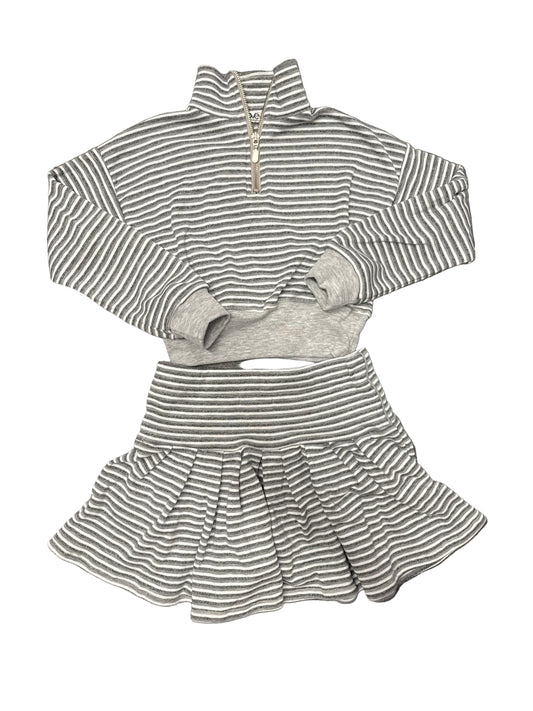 1/4 Zip and Pleated Skirt Grey Set