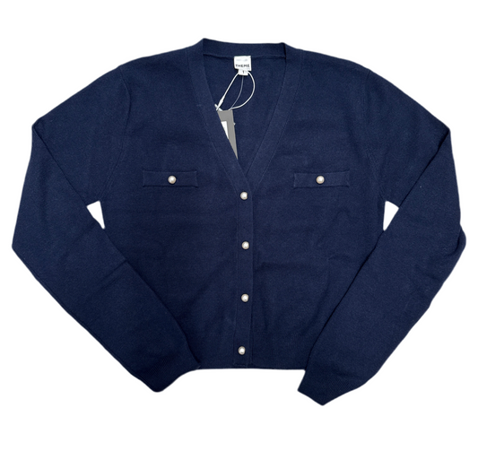 Mickey navy cardigan sweater with pearls