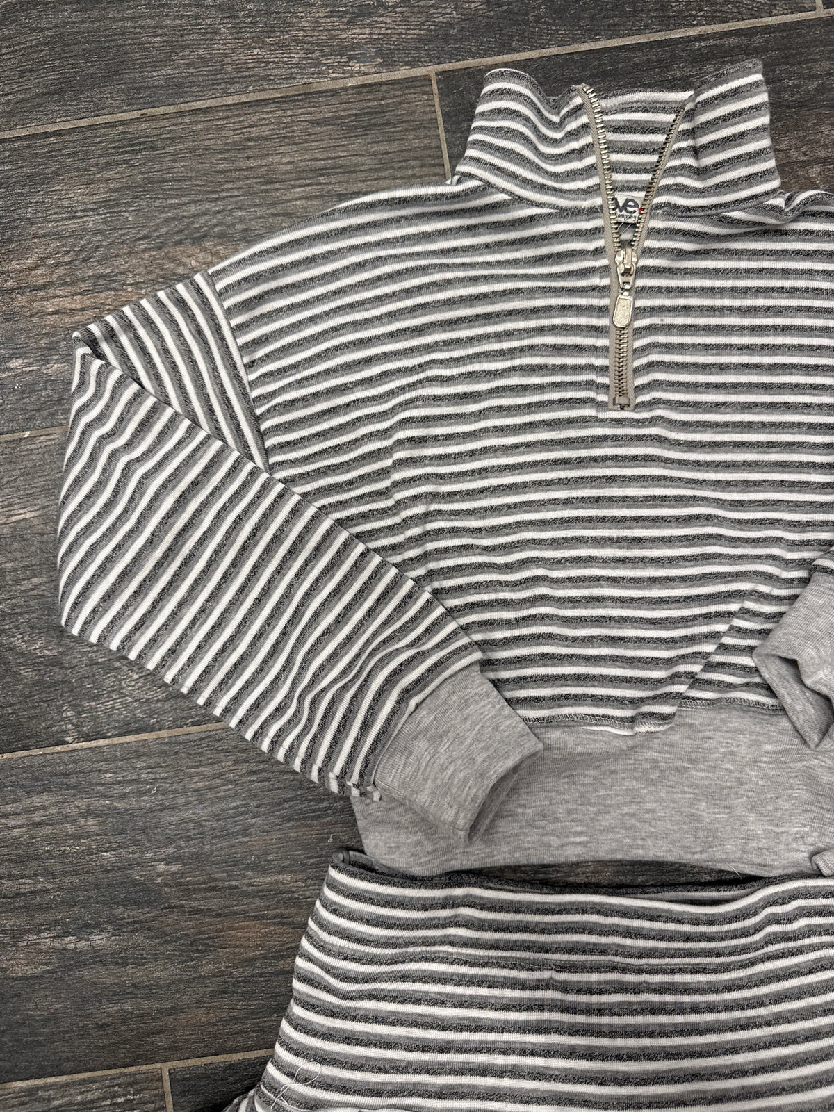 1/4 Zip and Pleated Skirt Grey Set