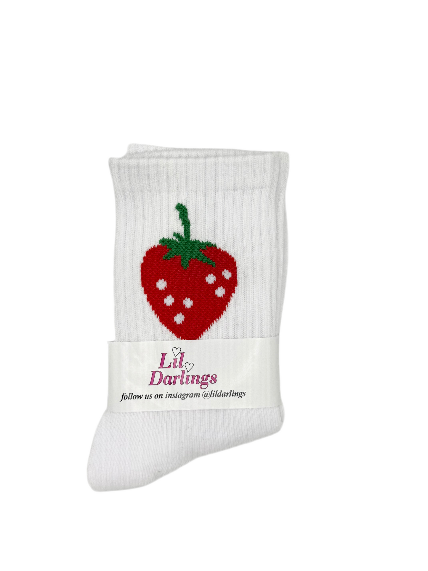 Embroidered Strawberry Crew Socks