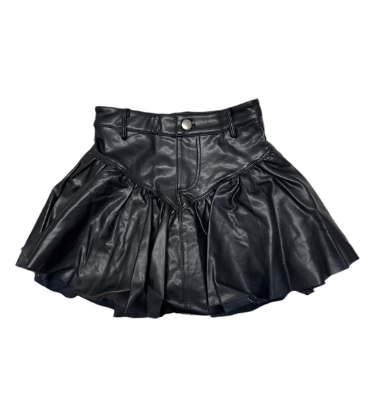 Pleated Faux Leather Skirt