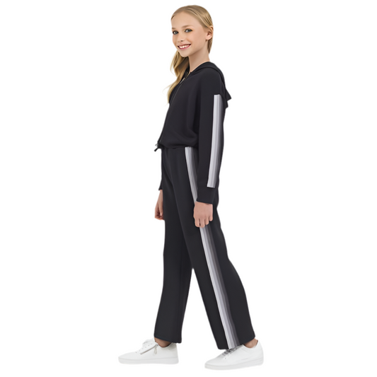 Stripe cloud fleece zip up set