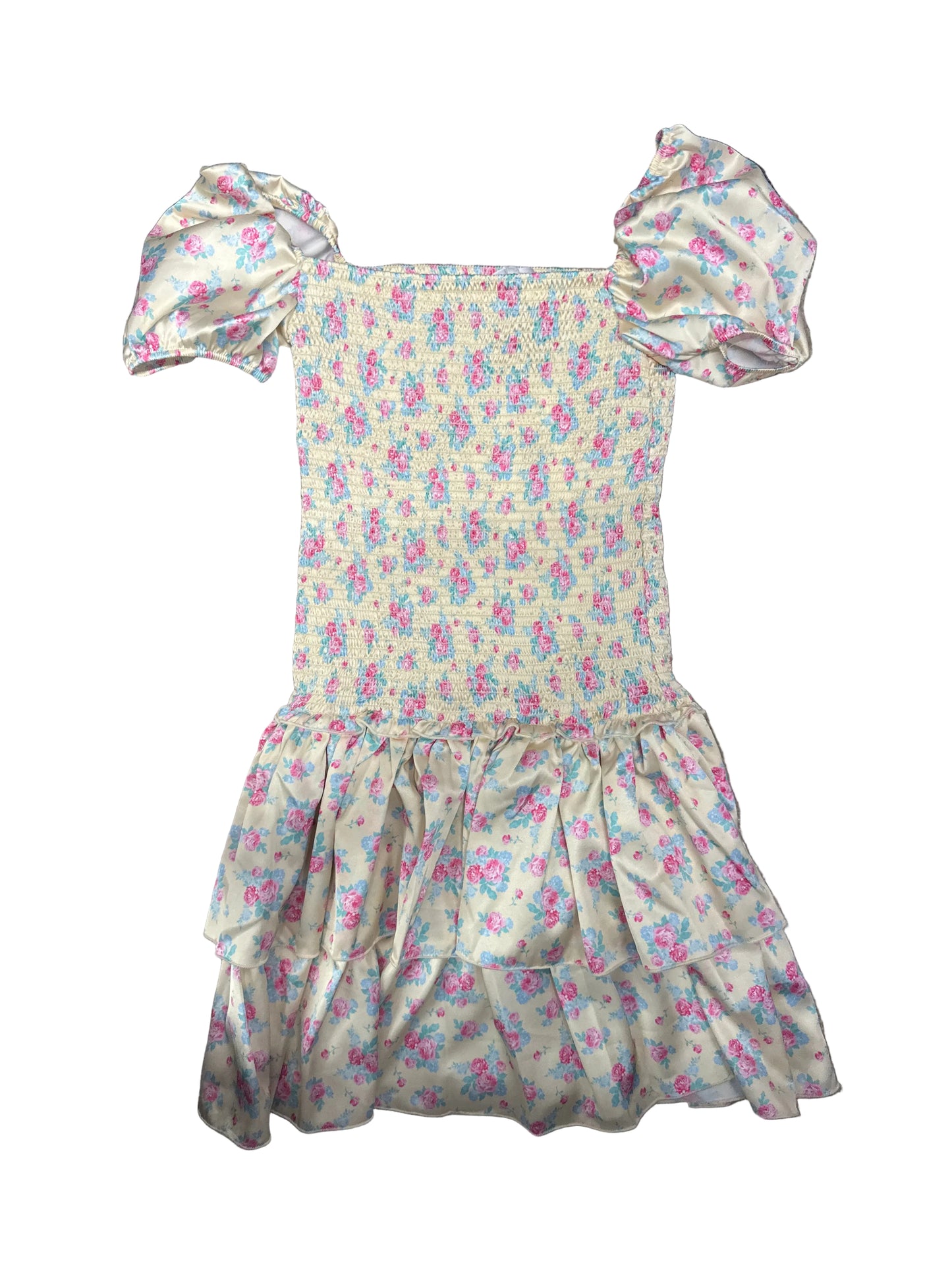 Lexi Vintage yellow satin Smocked Dress