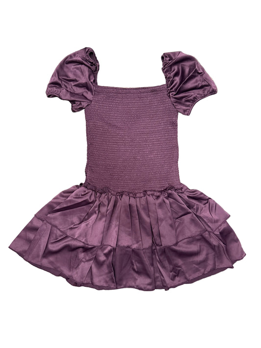 Lexi Aubergine Satin Smocked Dress