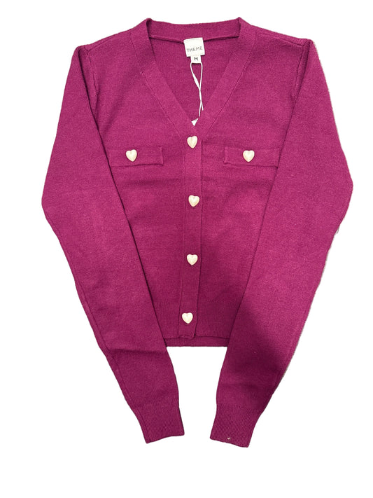 Mickey Plum Cardigan with heart buttons