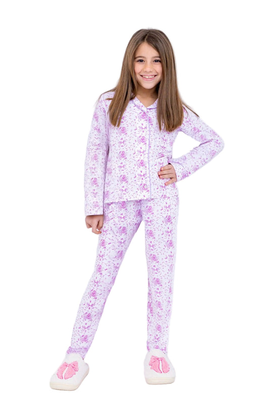 Floral Bows Jersey PJ Set