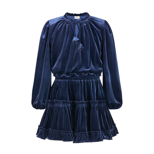 SYMPHONY VELVET MINI DRESS NAVY