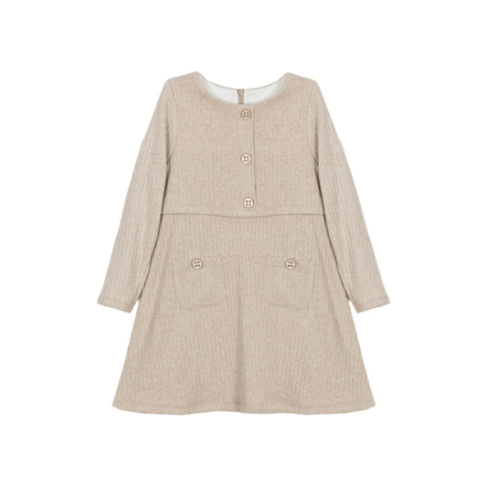 Ribbed Knit Button-Front Dress
