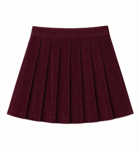 Jane Merlot Corduroy Pleated Skort