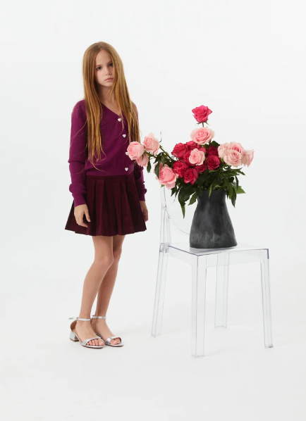 Jane Merlot Corduroy Pleated Skort