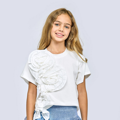 Top with Rosette Trim