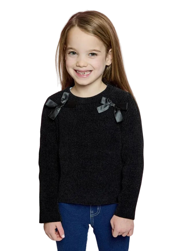 Design Hisorty Girls' Black Bow Sweater