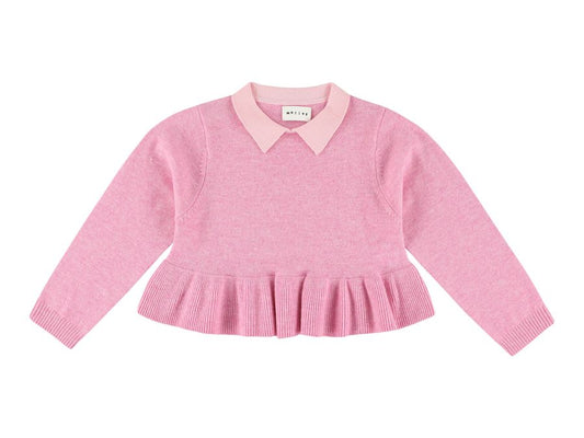 Yam Pink Girls Wool Sweater